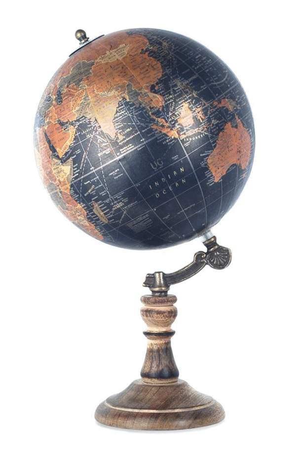 GLOBO TERRAQUEO EN PVC Y MADERA. 20CM. COD: 10146