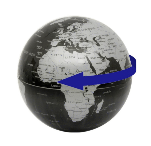 GLOBO TERRAQUEO NEGRO/GRIS GIRATORIO CON BOTON D:1. COD: 40254