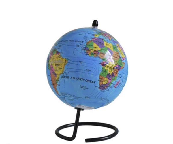 GLOBO TERRAQUEO POLITICO AZUL C/SOPORTE DORADO D. COD:  42574