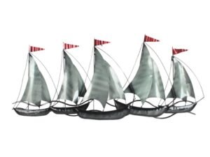 ADORNOS DE PARED. METAL. MOD: 5 BARCOS. 100X4X44. COD: 35057