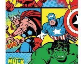 TOALLA DE PLAYA MODELO AVENGERS TEAM. DE ALGODÓN 300 GR.  MULTICOLOR. TAMAÑO 70x140. COD: 39046AVG-BT-NEW
