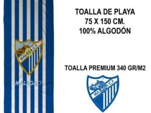 TOALLA DE PLAYAMODELO FUTBOL MÁLAGA. EN ALGODÓN.  MULTICOLOR. TAMAÑO 75x150. COD: 5285954-AZN