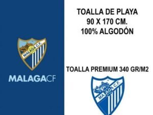 TOALLA DE PLAYAMODELO FUTBOL MÁLAGA. EN ALGODÓN.  MULTICOLOR. TAMAÑO 90x170. COD: 5285954-AZN